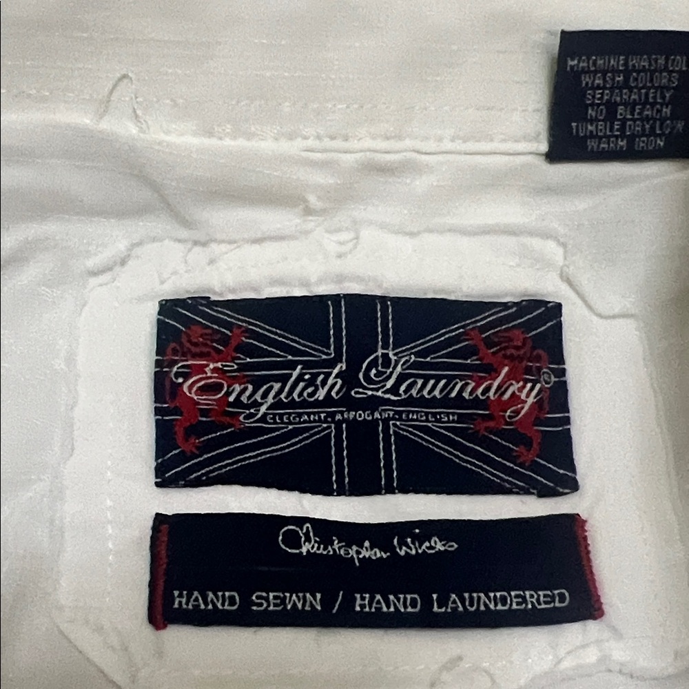 Vintage English Laundry White Dress Shirt with Silver Embroidery Sz XL - Picture 10 of 12